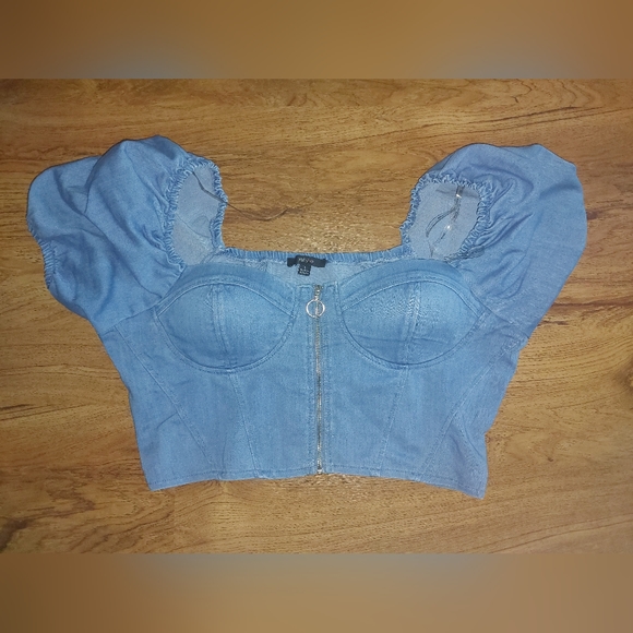 Blāshe Denim Zip Up Top - Picture 1 of 3